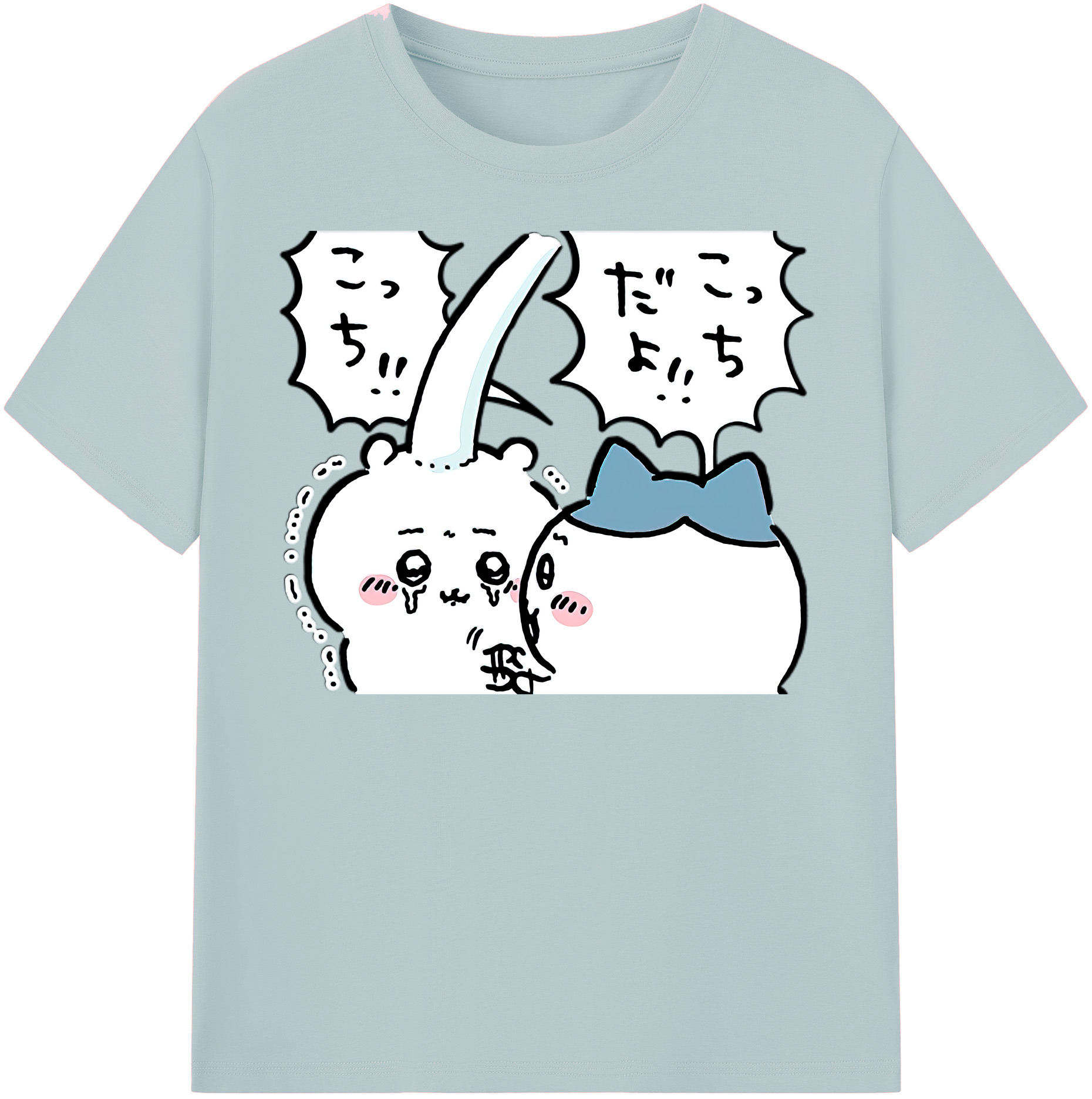 （画像用） ちいかわ ハチワレ Chii-kawa hachiware 綿100％半袖Tシャツ（フロントプリント）